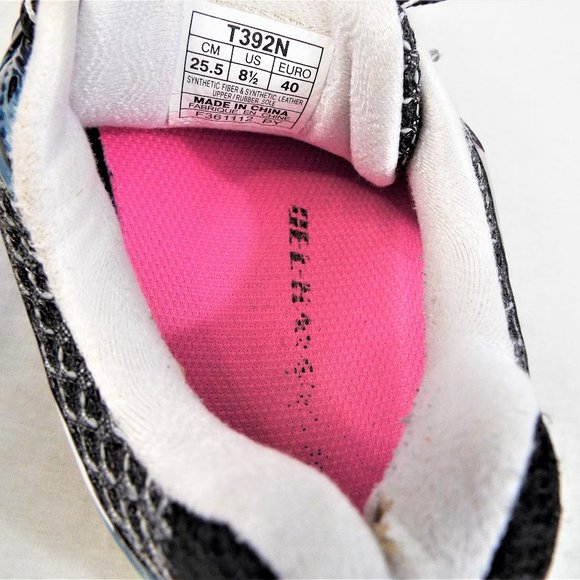 Asics Gel Kayano 19 Metallic Blue Pink and White Running Shoes Size 8.5 - Picture 9 of 13